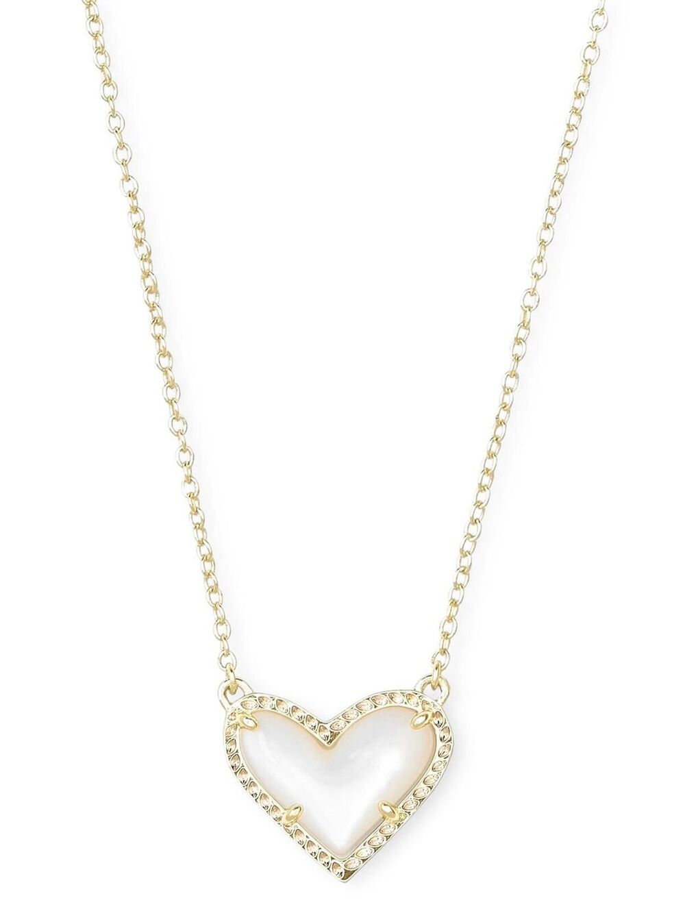 Kendra Scott Ari Heart Short Pendant Necklace Gold Ivory Mother of Pearl